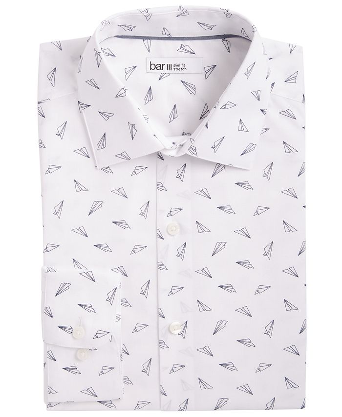 Bar III Men's Slim Fit Paper Plane Dress Shirt, Created for Macy's - Macy's