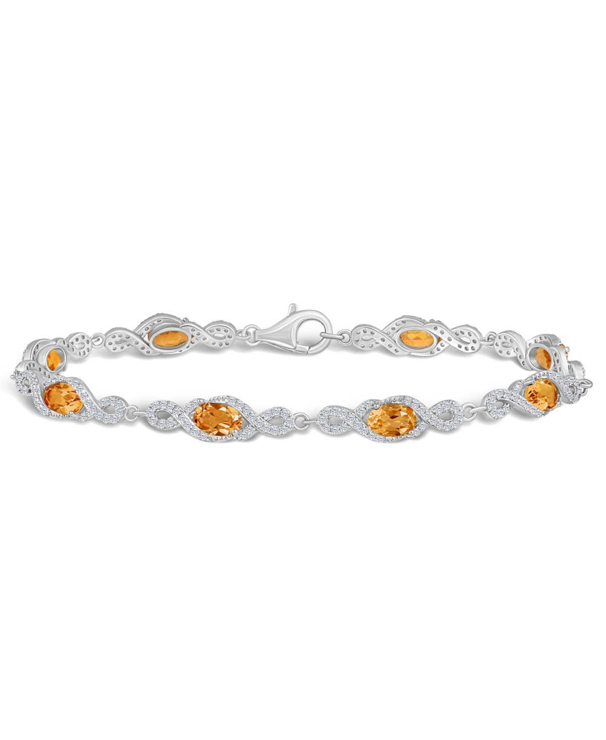 Macy's Citrine And White Topaz Bracelet (5-1/2 Ct. T.w And 5/8 Ct. T.w) In Sterling Silver