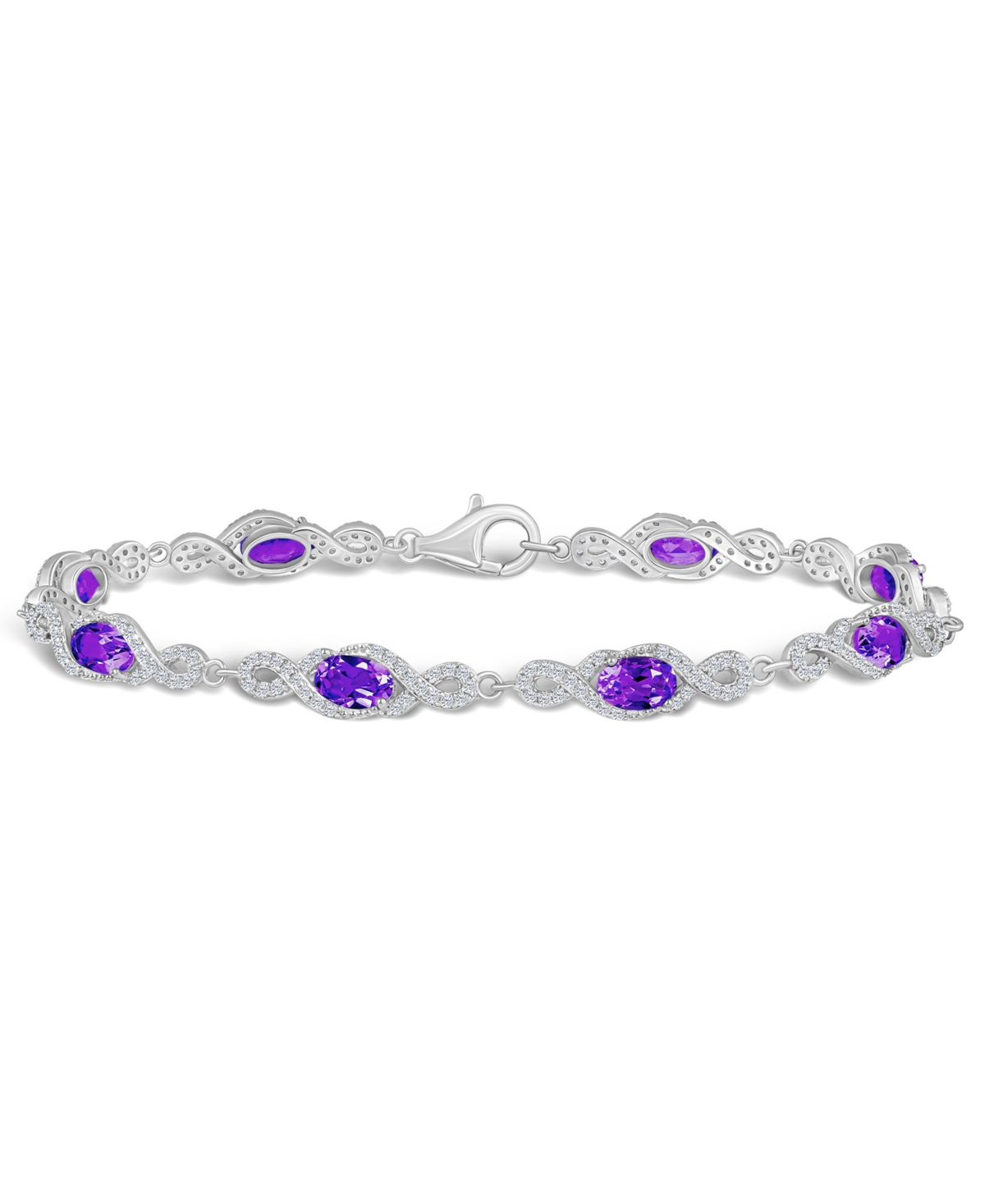 Macy's Amethyst And White Topaz Bracelet (3-5/8 Ct. T.w And 2 Ct. T.w) In Sterling Silver