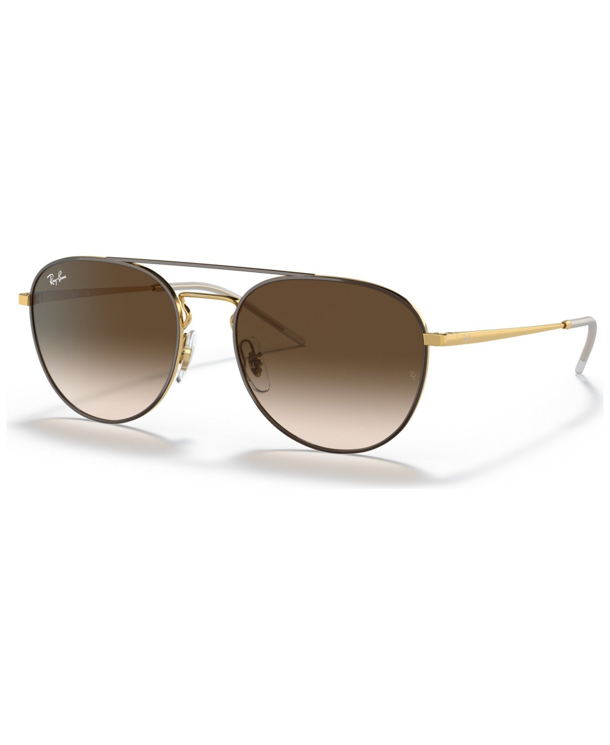 Ray Ban Rb3589 Sunglasses Gold Frame Brown Lenses 55-18 In Gold Top On Brown,gradient Brown