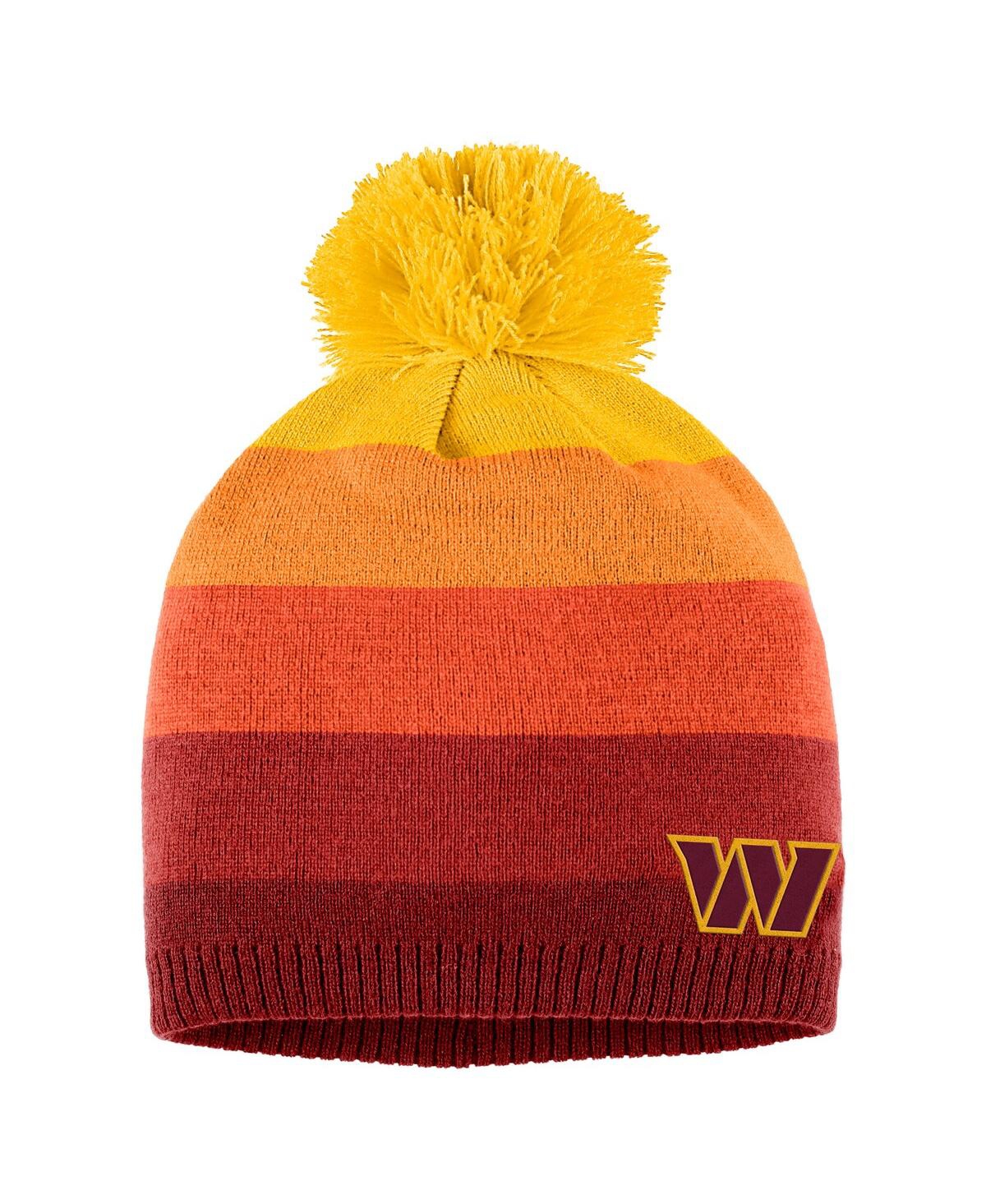 Shop Wear By Erin Andrews Women's  Gold Washington Commanders Ombre Pom Knit Hat And Scarf Set