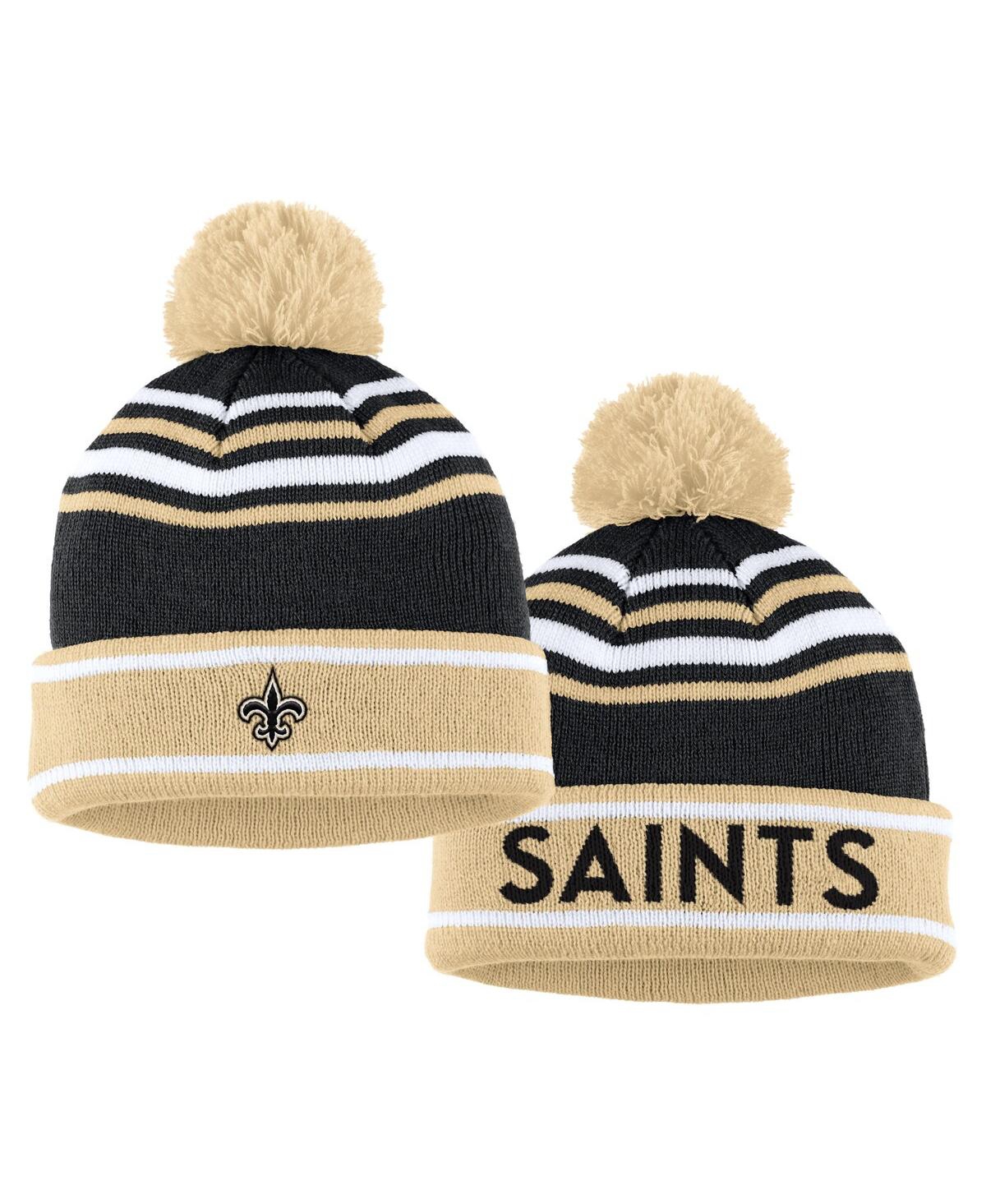 Shop Wear By Erin Andrews Women's  Black New Orleans Saints Colorblock Cuffed Knit Hat With Pom And Scarf