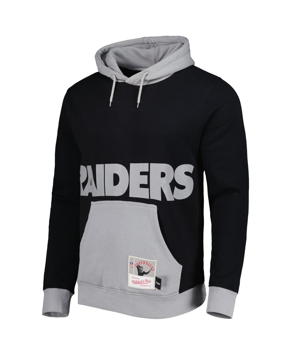 Mitchell & Ness Men's  Black, Silver Las Vegas Raiders Big And Tall Big Face Pullover Hoodie In Black