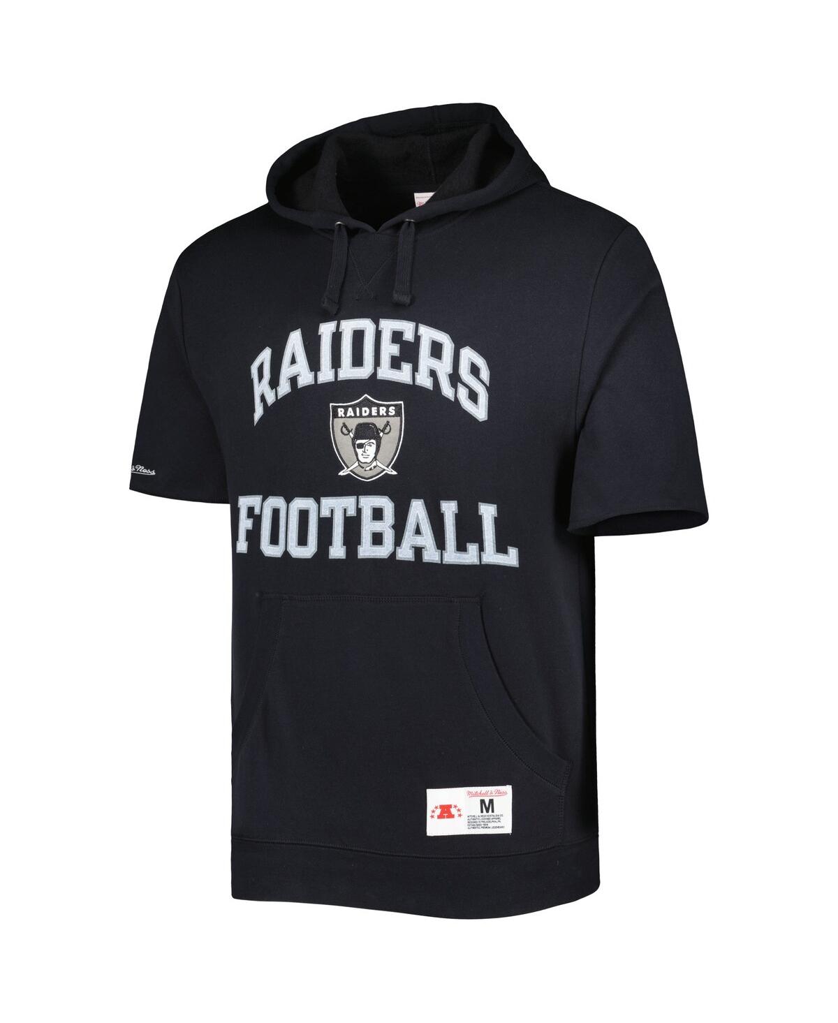 Mitchell & Ness Men's  Black Las Vegas Raiders Washed Short Sleeve Pullover Hoodie In Black