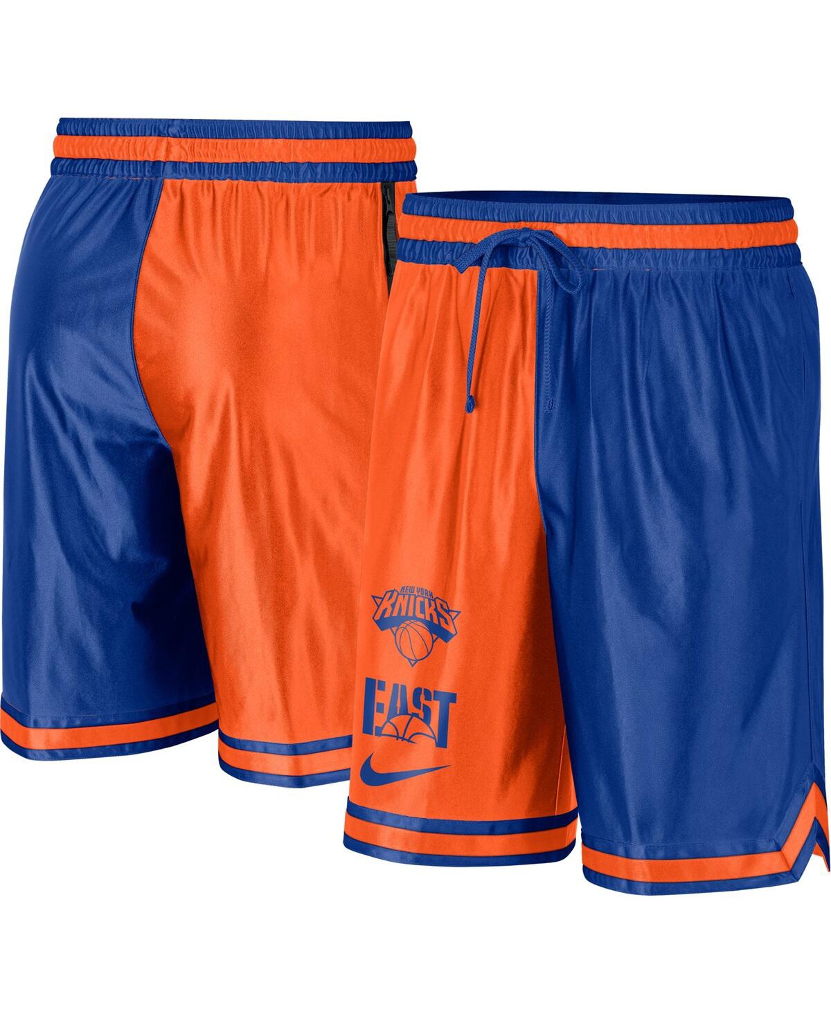 Nike Men's  Blue, Orange New York Knicks Courtside Versus Force Split Dna Performance Shorts In Blue,orange