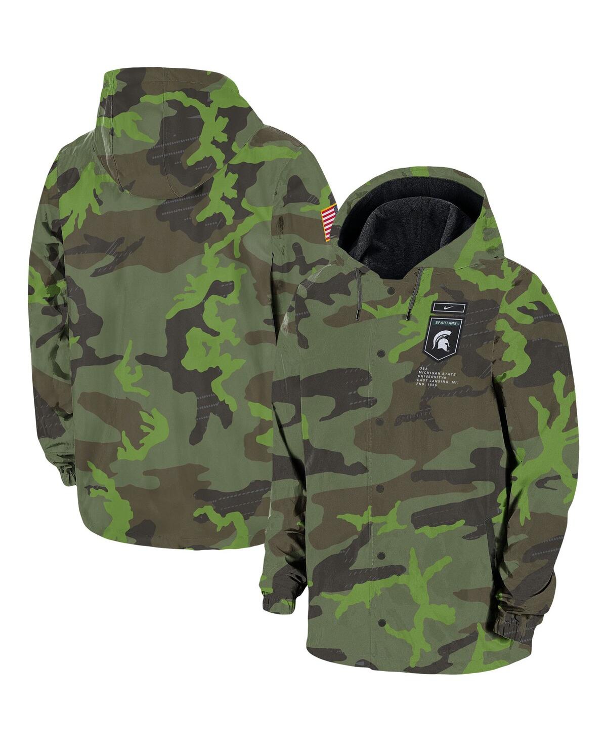 Shop Nike Men's  Camo Michigan State Spartans Hoodie Full-snap Jacket