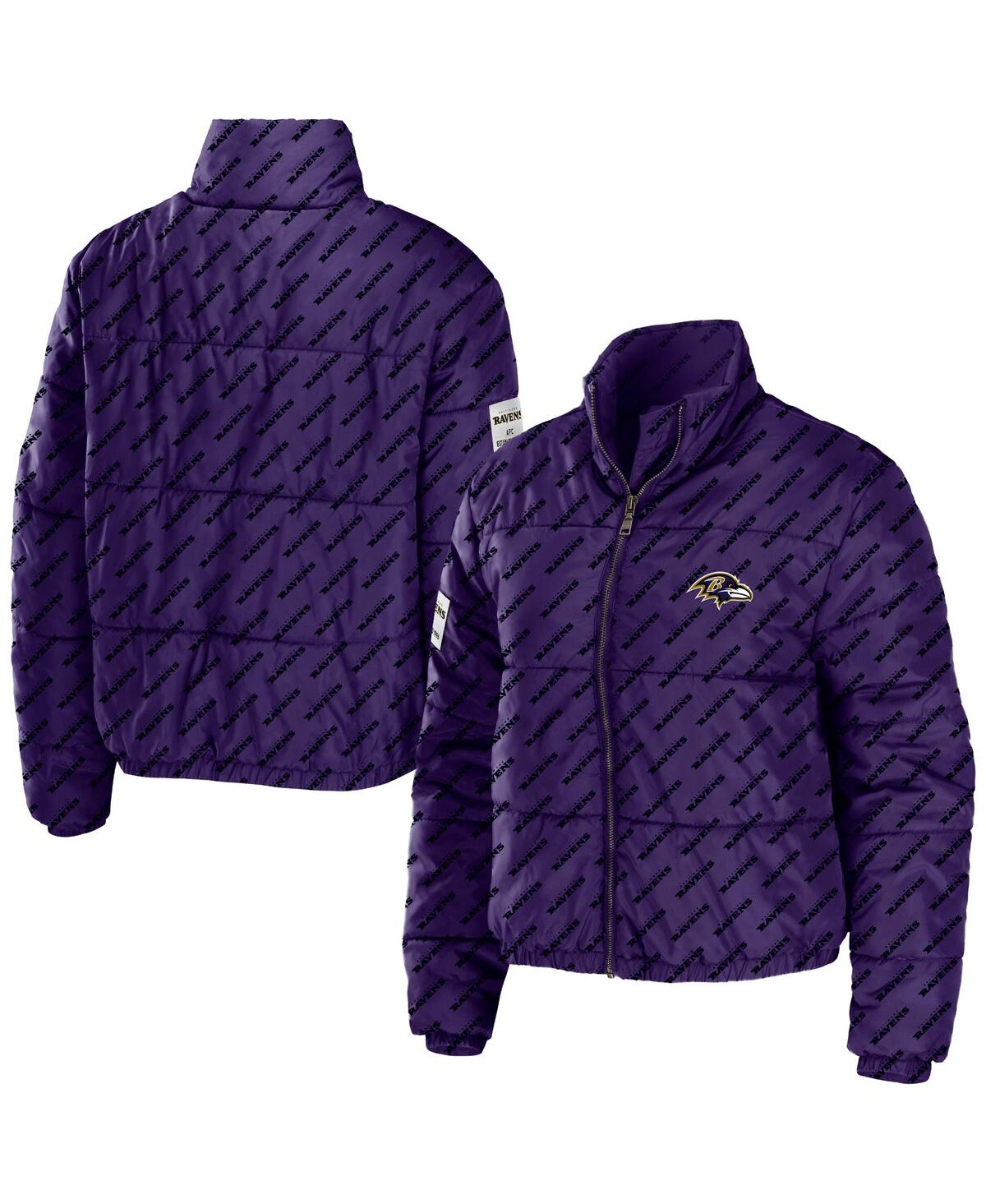 Shop Wear By Erin Andrews Women's  Purple Baltimore Ravens Puffer Full-zip Jacket