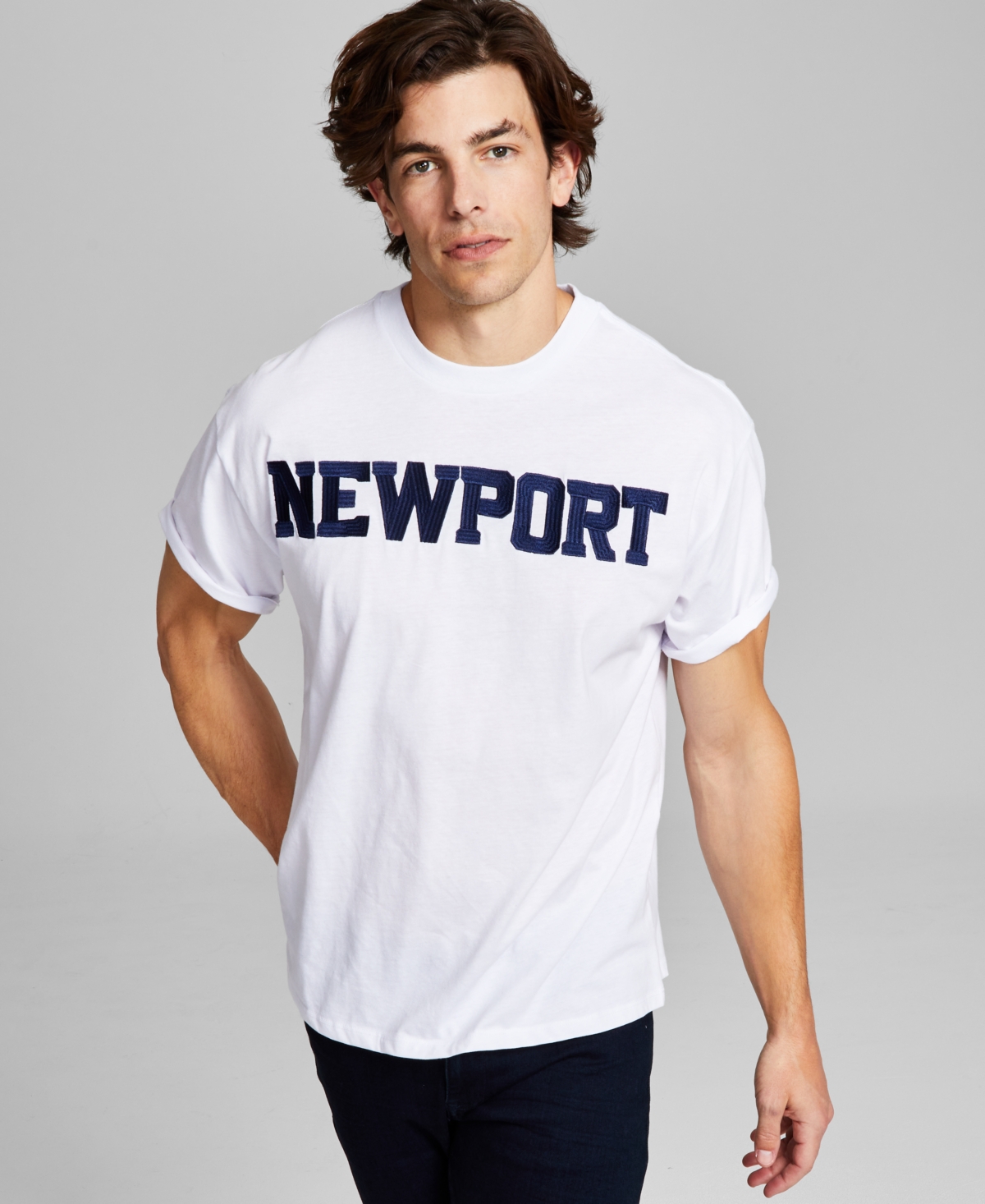 And Now This Men's Newport Embroidered T-shirt In White