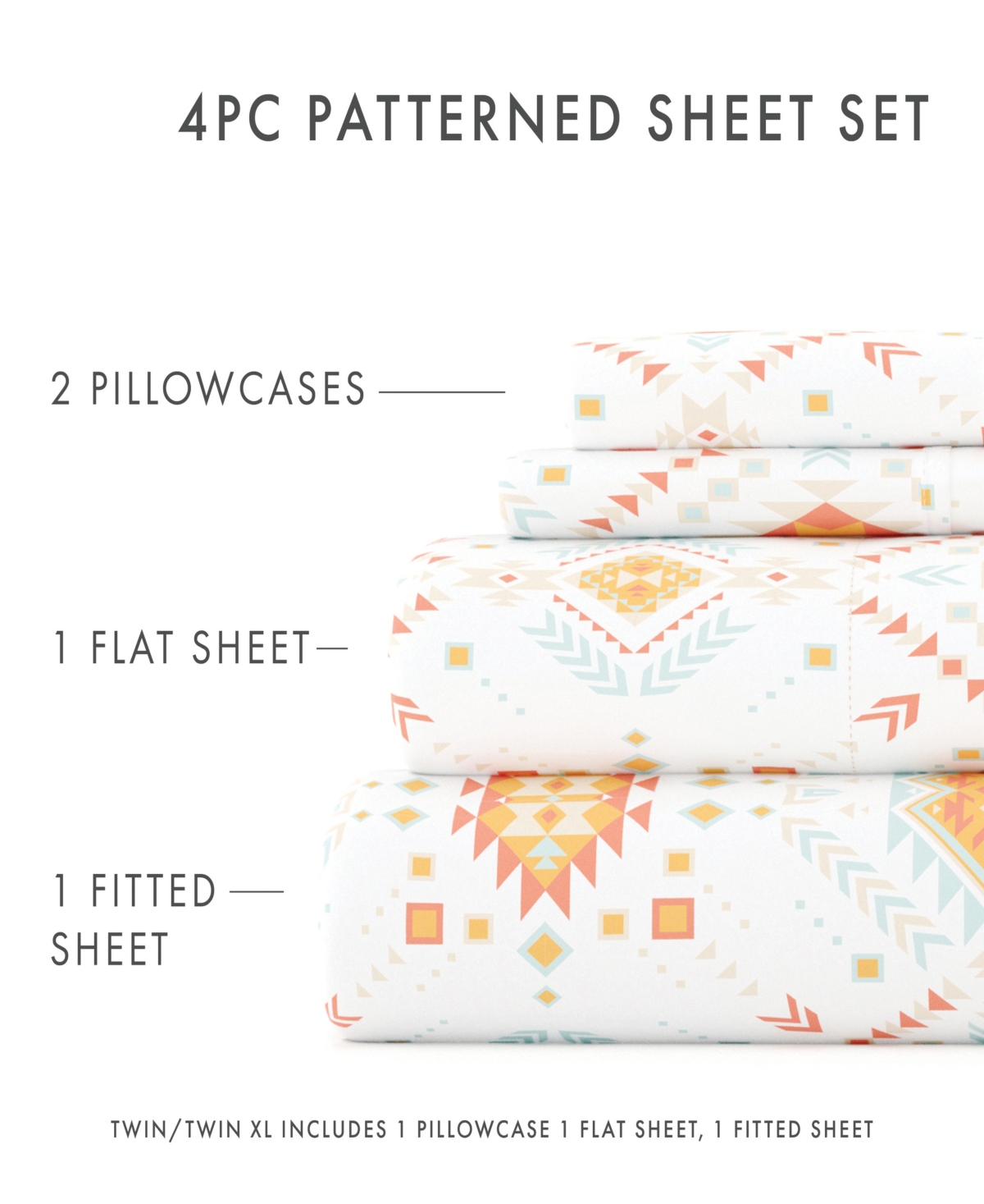 The Boho & Beyond Premium Ultra Soft Pattern 4 Piece Bed Sheet Set by Home Collection - Cal