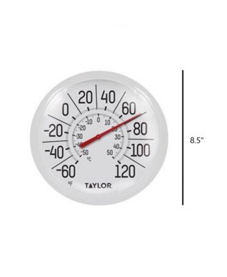 Taylor Precision Indoor/Outdoor Decorative White Thermometer, 8.5