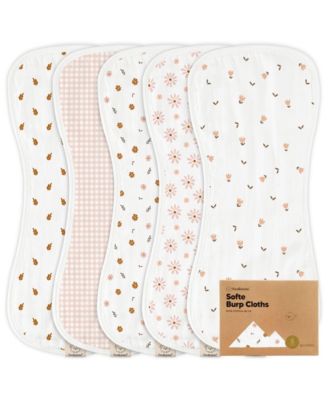 5pk Softe Muslin Burp Cloths for Baby Girls and Boys, Organic Burping Cloths for Babies, Baby Burp Clothes