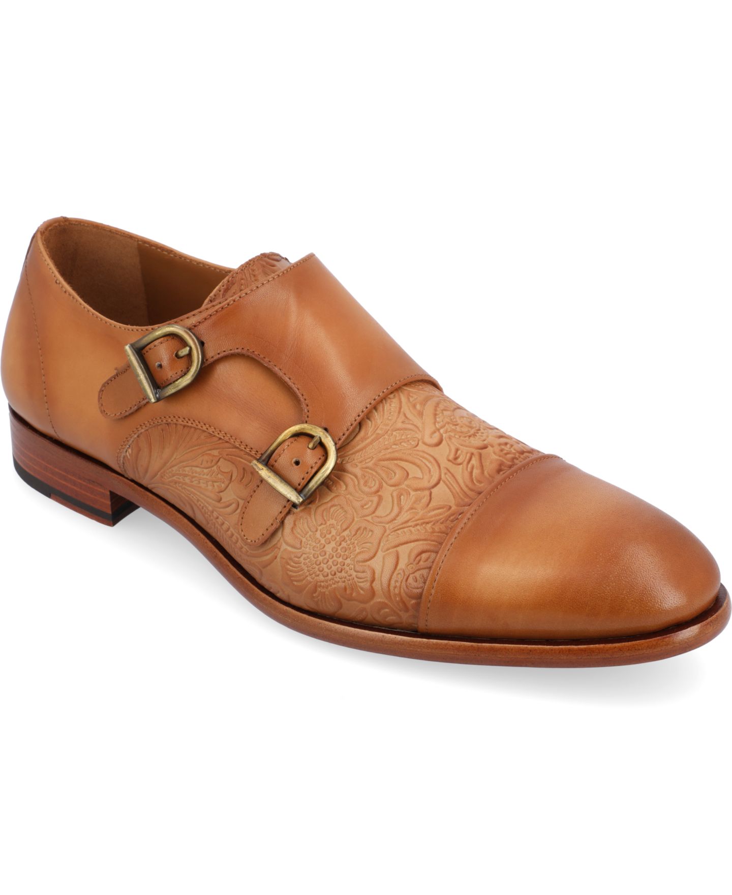 Обувь Taft Men's Lucca Embossed Floral Leather Monk Strap Dress Shoes, цвет: Медовый с принтом — фото 7