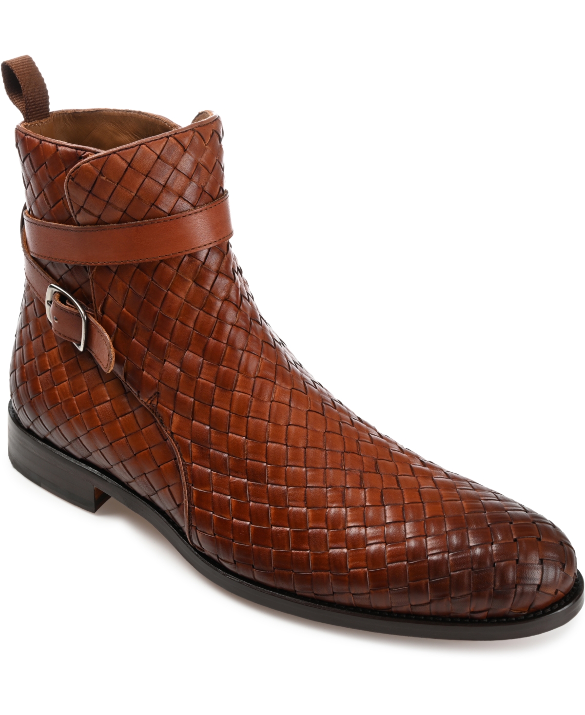 Shop Taft Men's Dylan Hand-woven Leather Buckle Jodhpur Boots In Brown Woven