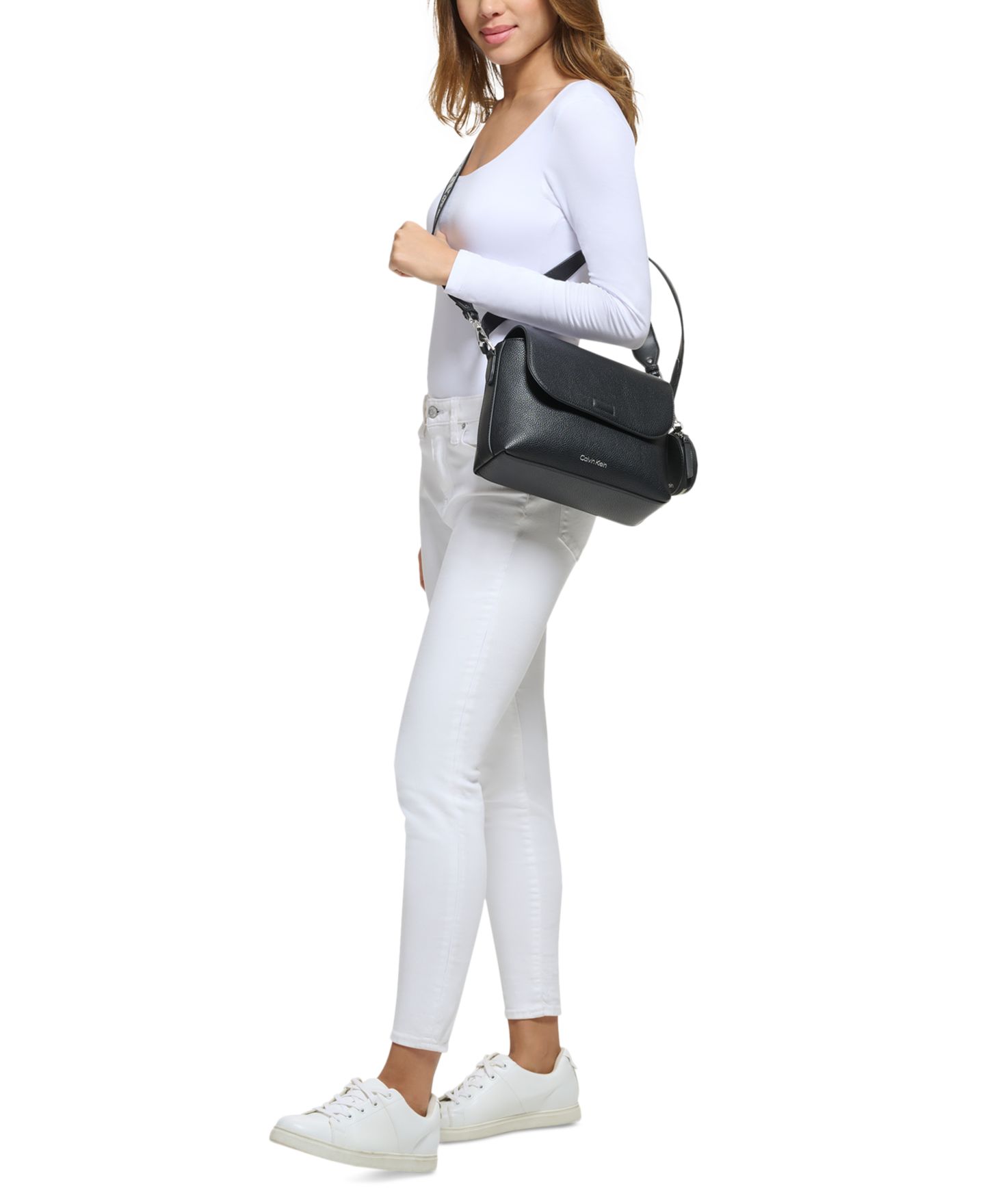 Женская сумка Calvin Klein Millie Convertible Shoulder, цвет: Чёрный / Серебряный — фото 9