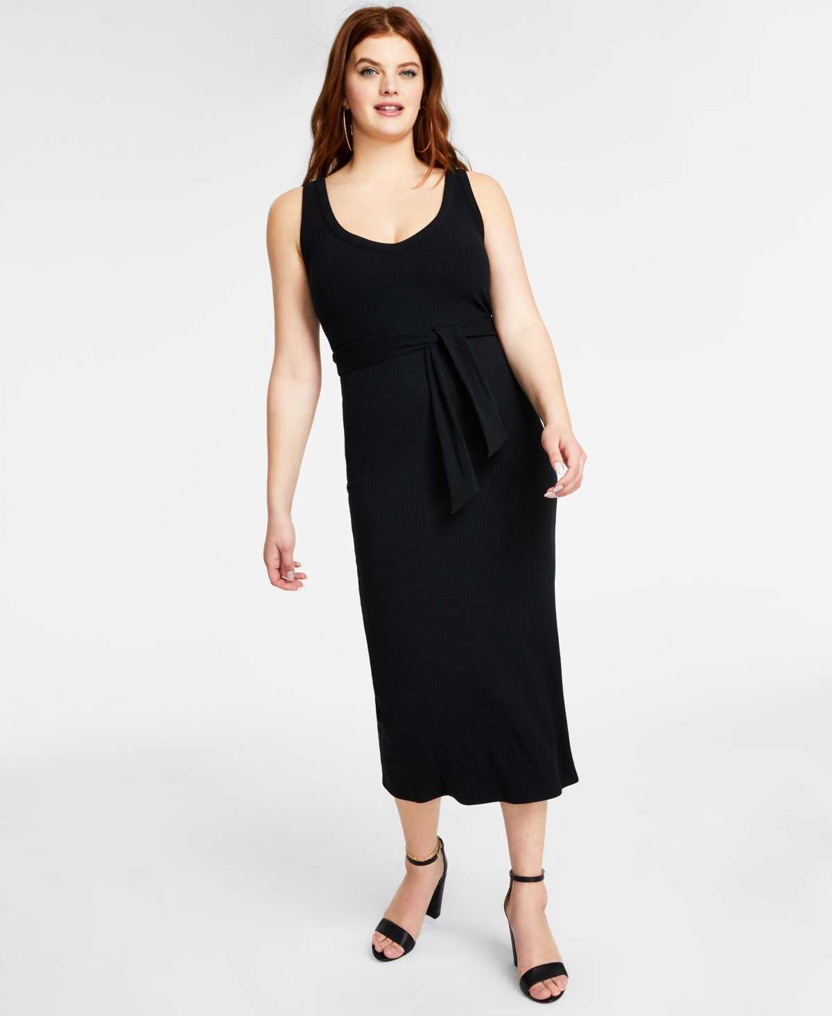 Macy's black 2024 midi dress