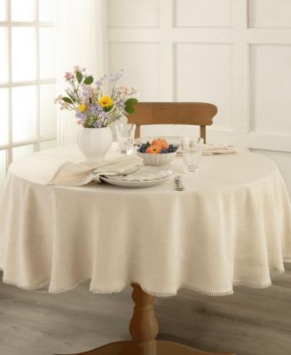 French Perle 70" Round Natural Tablecloth