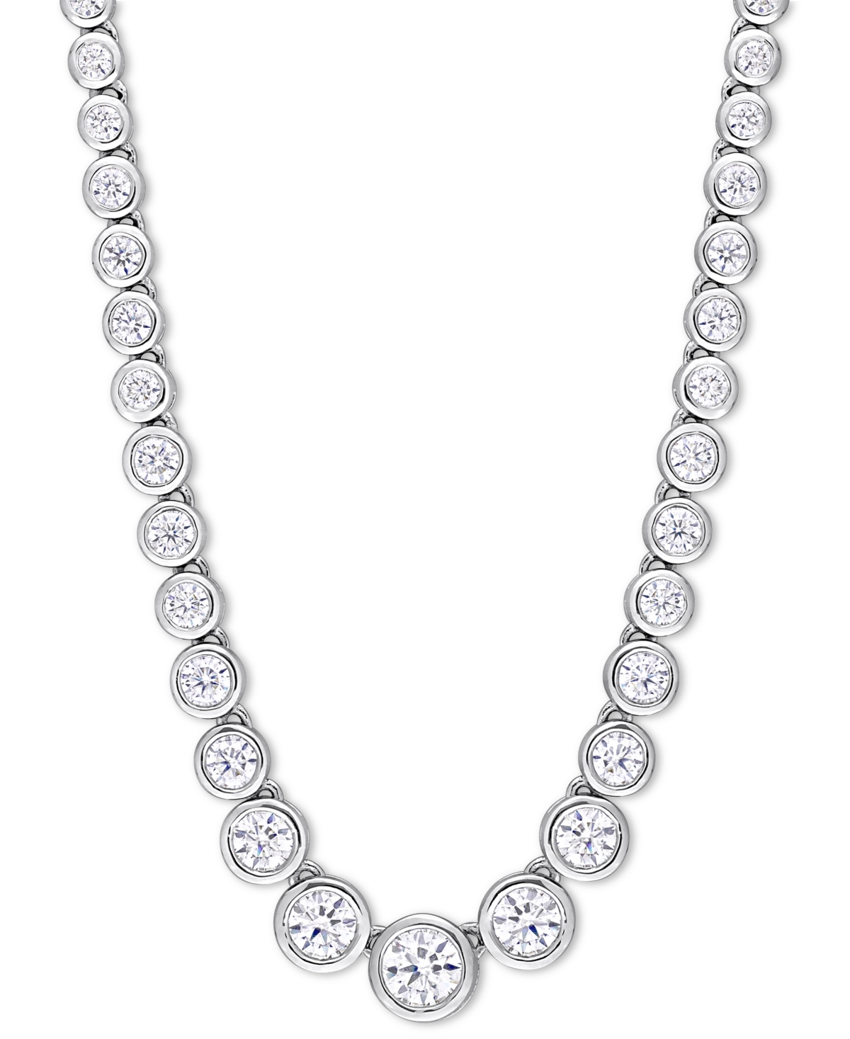 Macy's Moissanite Bezel Graduated Collar Necklace (2-3/4 ct. t.w. Diamond Equivalent) in Sterling Silver