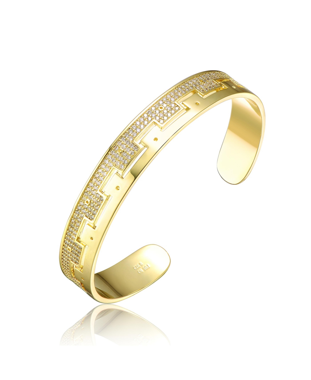 Ra Gold Plated with Cubic Zirconias Cuff Bracelet - Gold