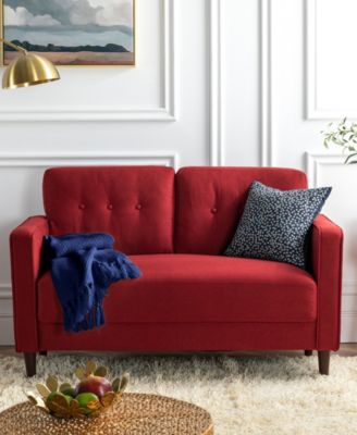 Zinus Mikhail Mid-Century Upholstered Loveseat - Macy's