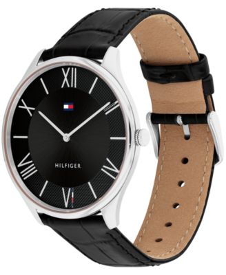 Tommy Hilfiger Men's 2H Black Leather Strap Watch 43mm