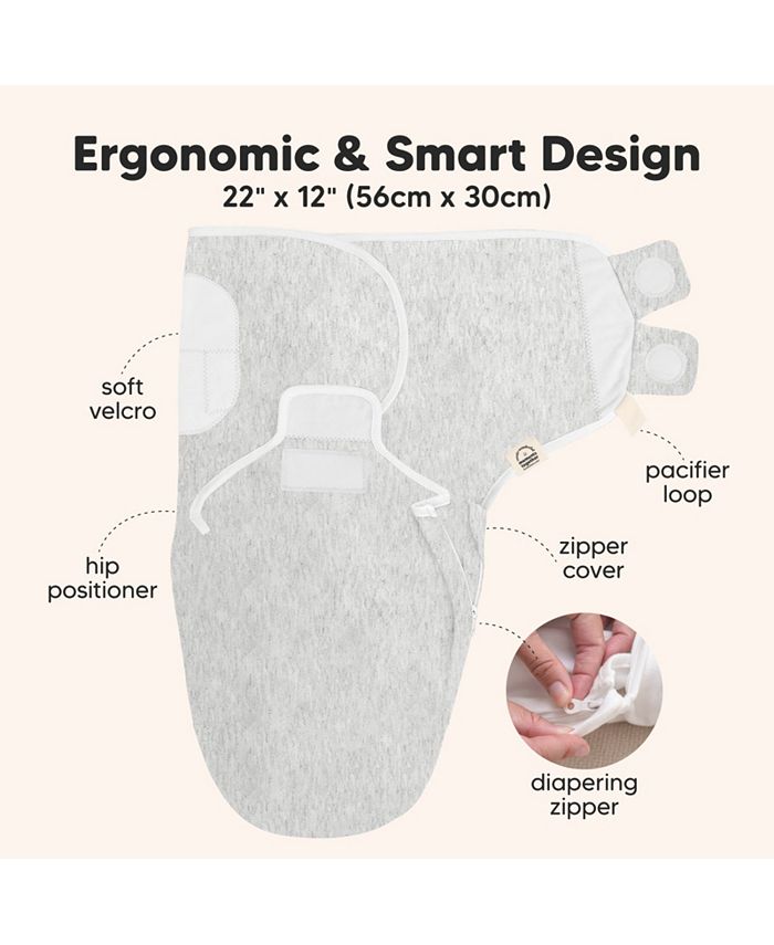 KeaBabies 3pk Soothe Zippy Baby Swaddles 03 Months, Newborn Sleep