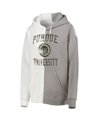 Women's Gray, White Purdue Boilermakers Split Pullover Hoodie