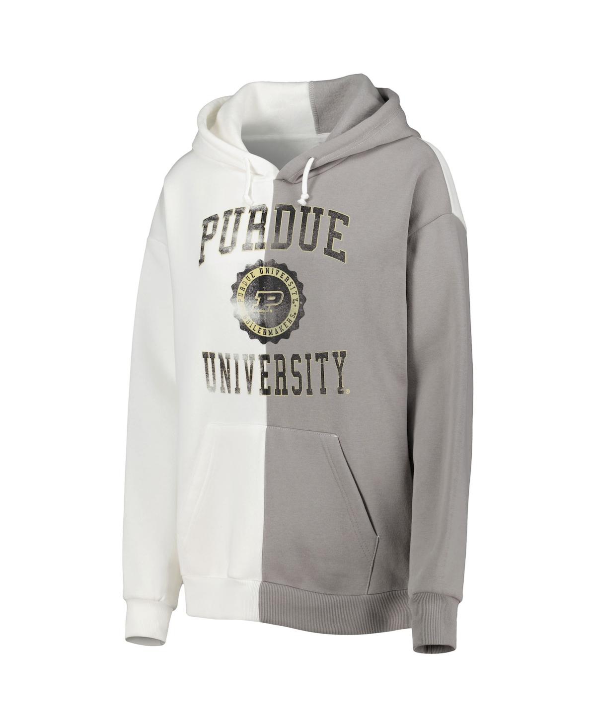 Shop Gameday Couture Women's  Gray, White Purdue Boilermakers Split Pullover Hoodie In Gray,white