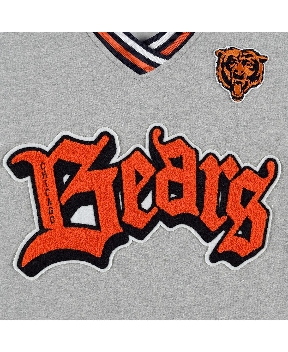 Shop The Wild Collective Women's  Gray Chicago Bears Vintage-like Pullover V-neck Sweatshirt