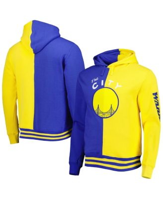 Men's Royal, Gold Golden State Warriors Hardwood Classics Split Pullover Hoodie