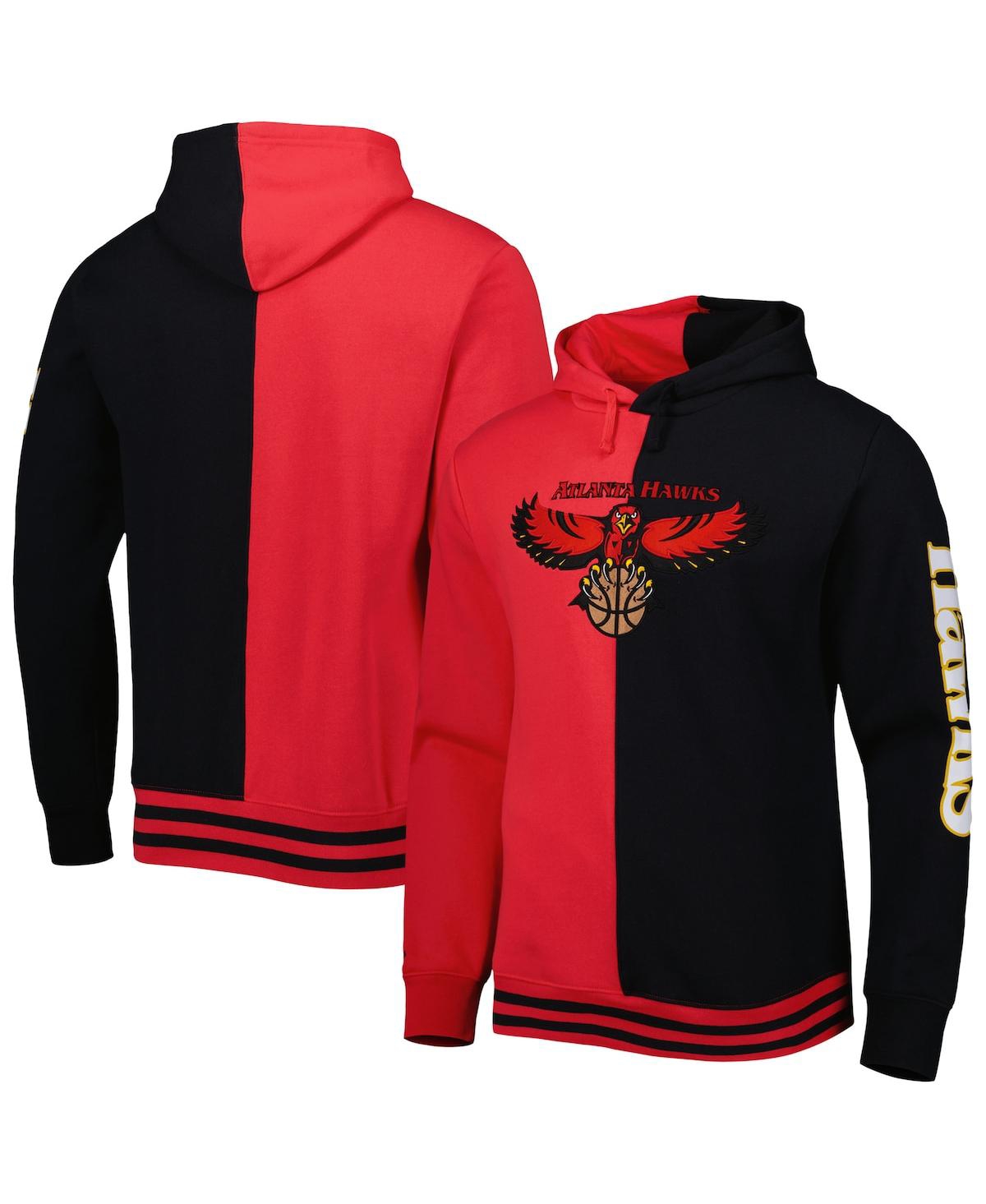 Men's Mitchell & Ness Black Atlanta Hawks Hardwood Classics Split Pullover Hoodie - Black