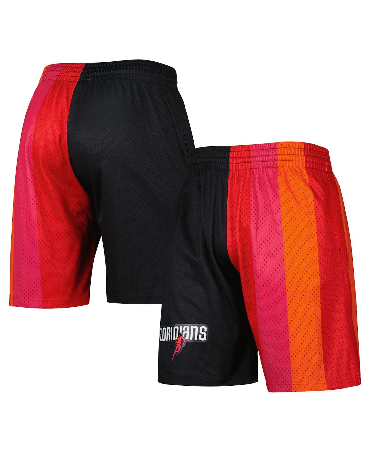 Shop Mitchell & Ness Men's  Black Miami Heat Hardwood Classics 2005 Split Swingman Shorts