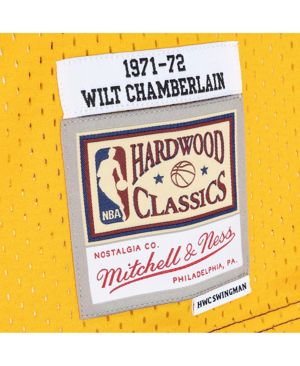 Men's Mitchell & Ness Wilt Chamberla Gold Los Angeles Lakers Hardwood Classics 1971-72 Split Swingman Jersey - Purple, Gold