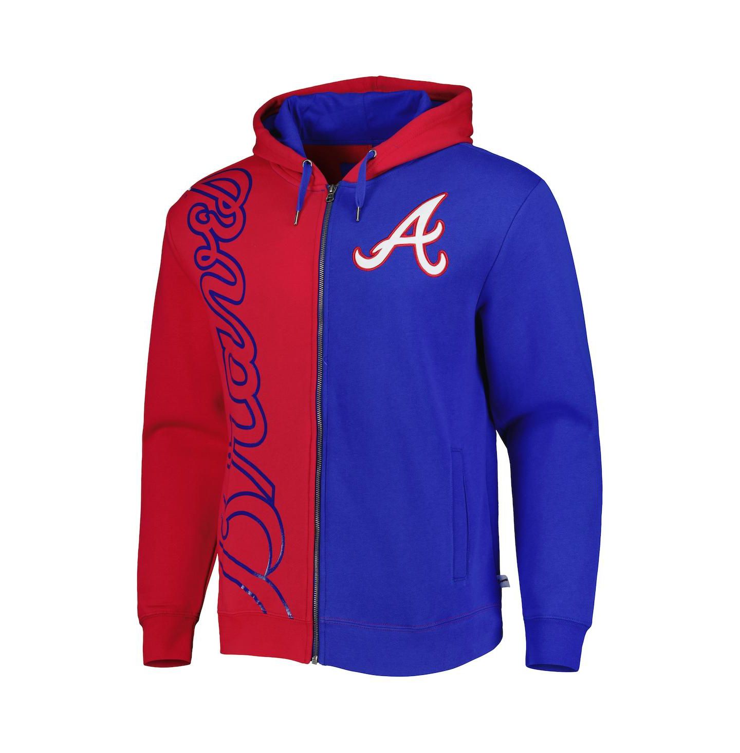 Мужское худи Mitchell & Ness Red, Royal Atlanta Braves Fleece Full-Zip — фото 3