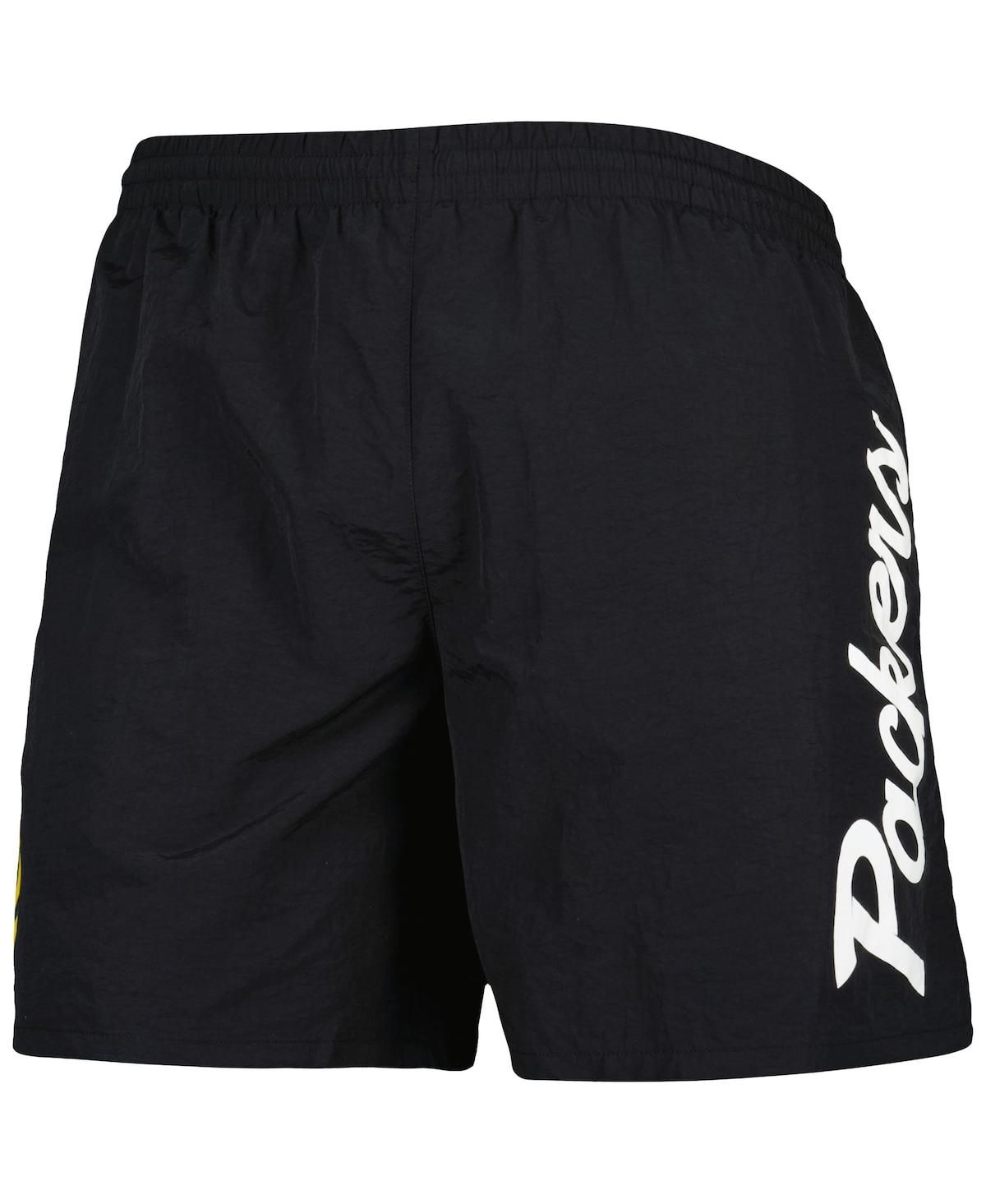 Mitchell & Ness Men's  Black Green Bay Packers Team Essentials Nylon Shorts In Black