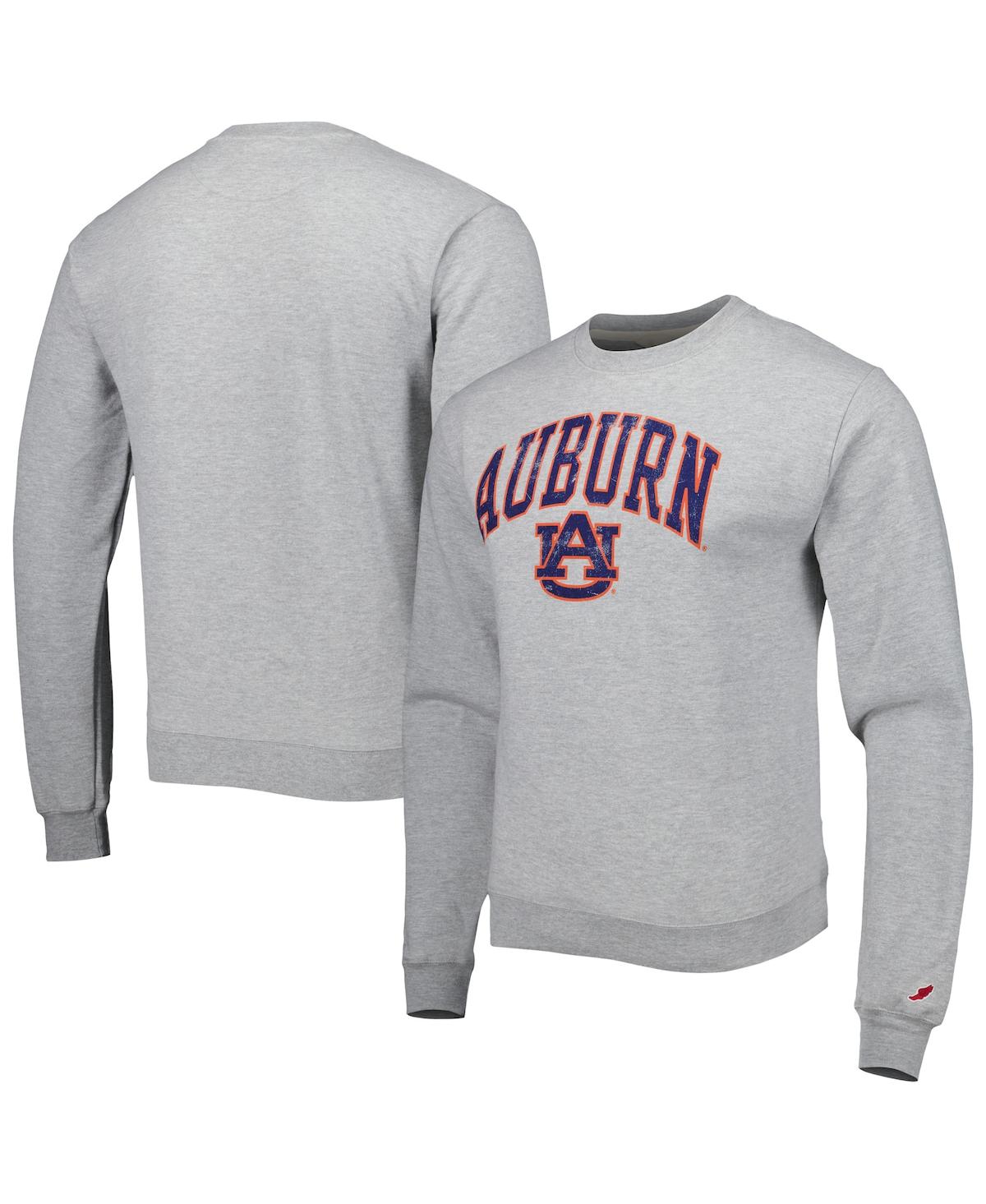 Shop League Collegiate Wear Men's  Heather Gray Auburn Tigers 1965 Arch Essential Fleece Pullover Sweatshi
