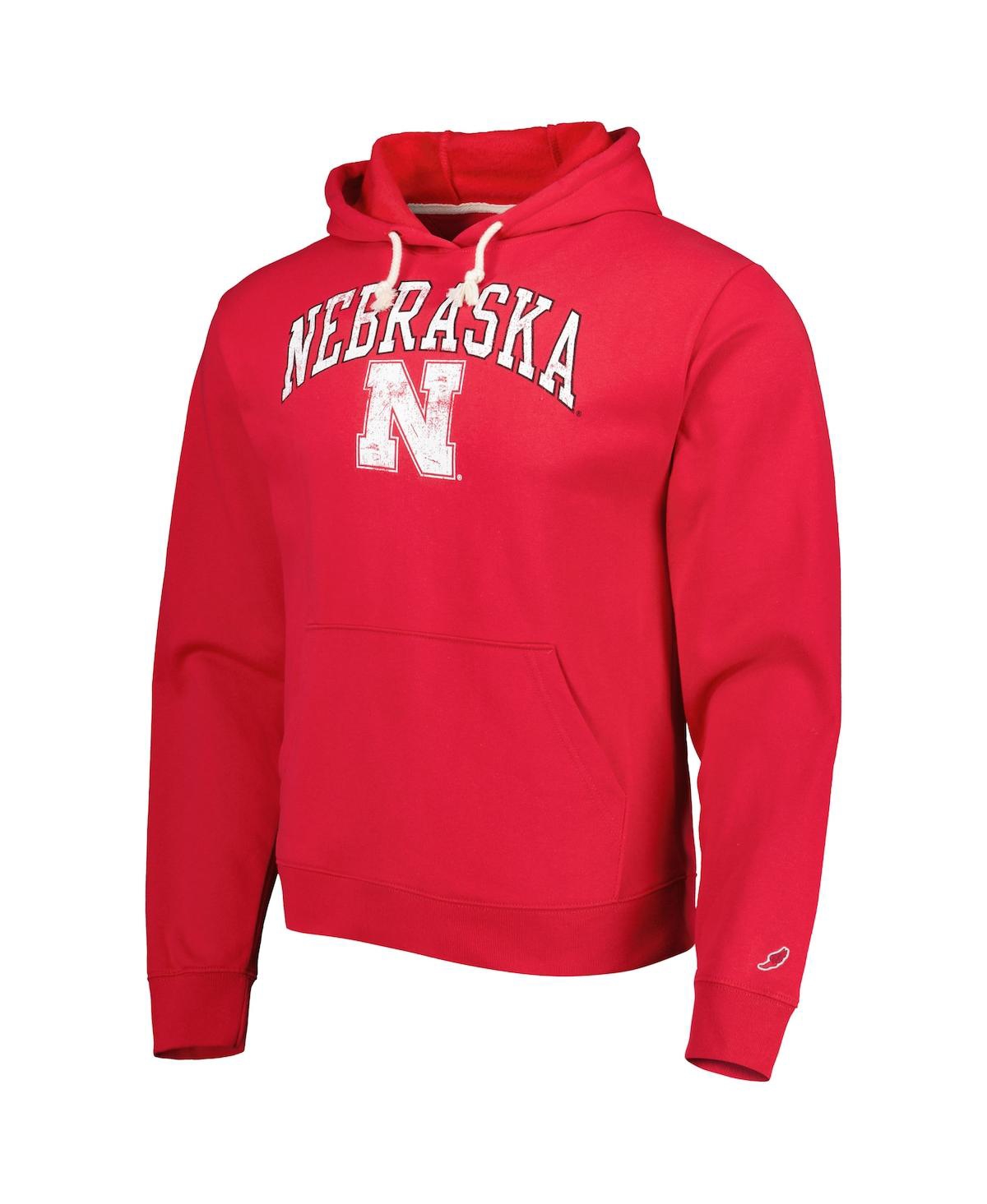 Shop League Collegiate Wear Men's  Scarlet Nebraska Huskers Arch Essential Fleece Pullover Hoodie