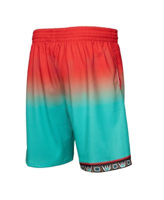 Men's Red, Teal Vancouver Grizzlies 1996/97 Hardwood Classics Fadeaway Reload 3.0 Swingman Shorts