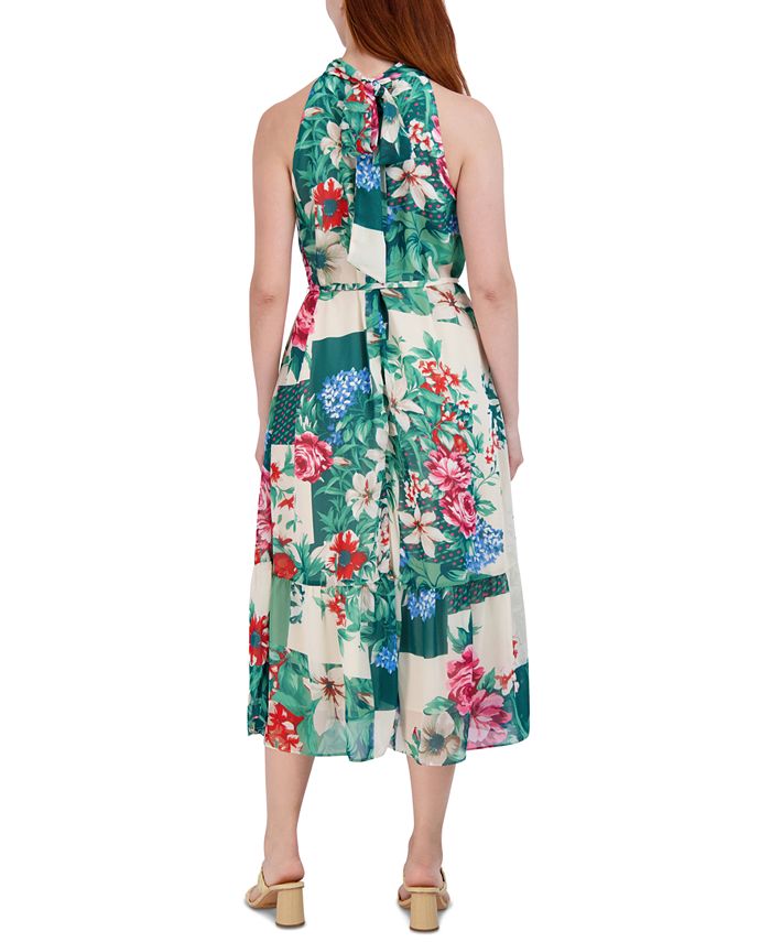 Donna Ricco Women's Printed Mock-Neck Sleeveless Dress - Macy's