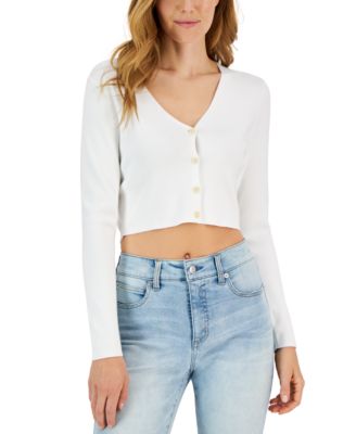 HUGO - Women's Solid Button-Front Cropped Cardigan