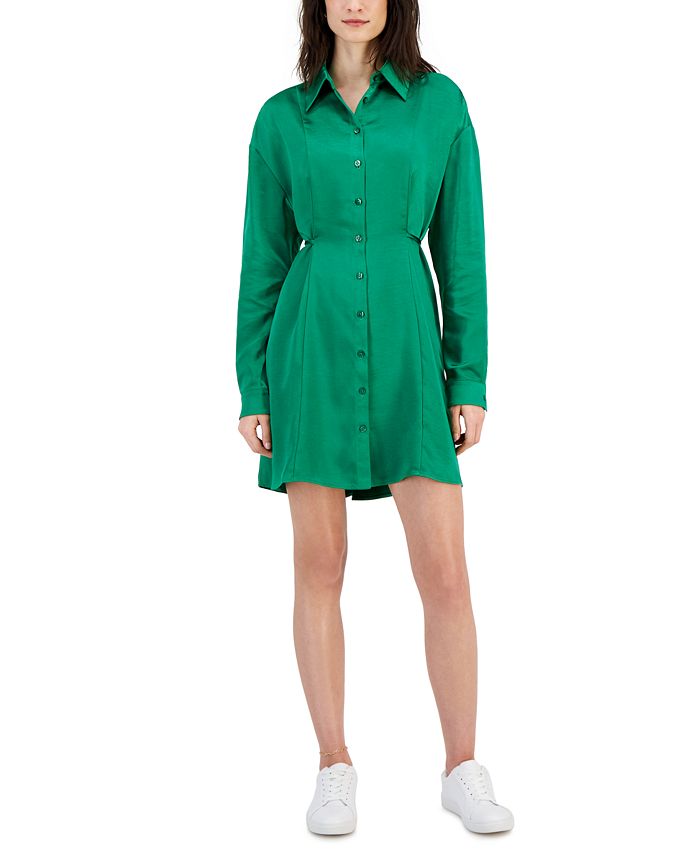 HUGO Women's Long Sleeve Silky ButtonDown Dress Macy's