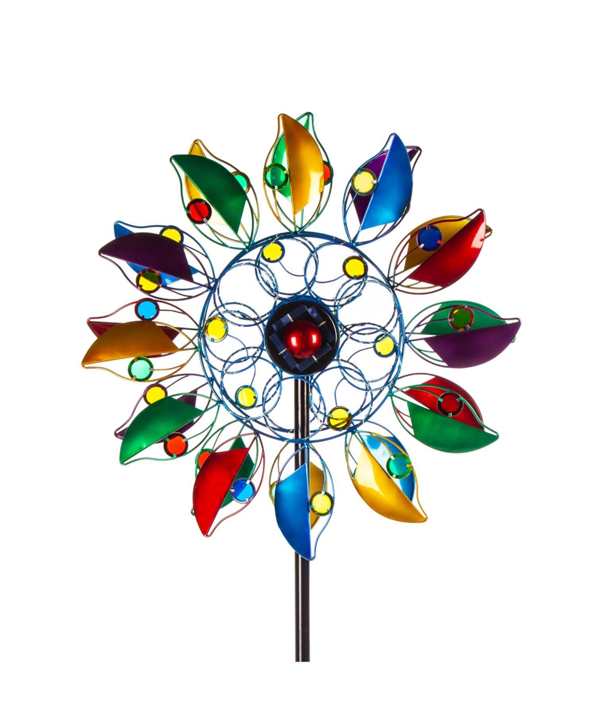 Evergreen 75"h Solar Wind Spinner, Radiant Jewel- Fade And Weather Resistant Outdoor Decor In Multicolored