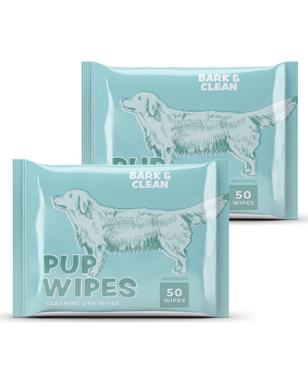 Dry Unscented Pup-Wipes for Dog Cleanliness - 2 Boxes of 50 Wipes