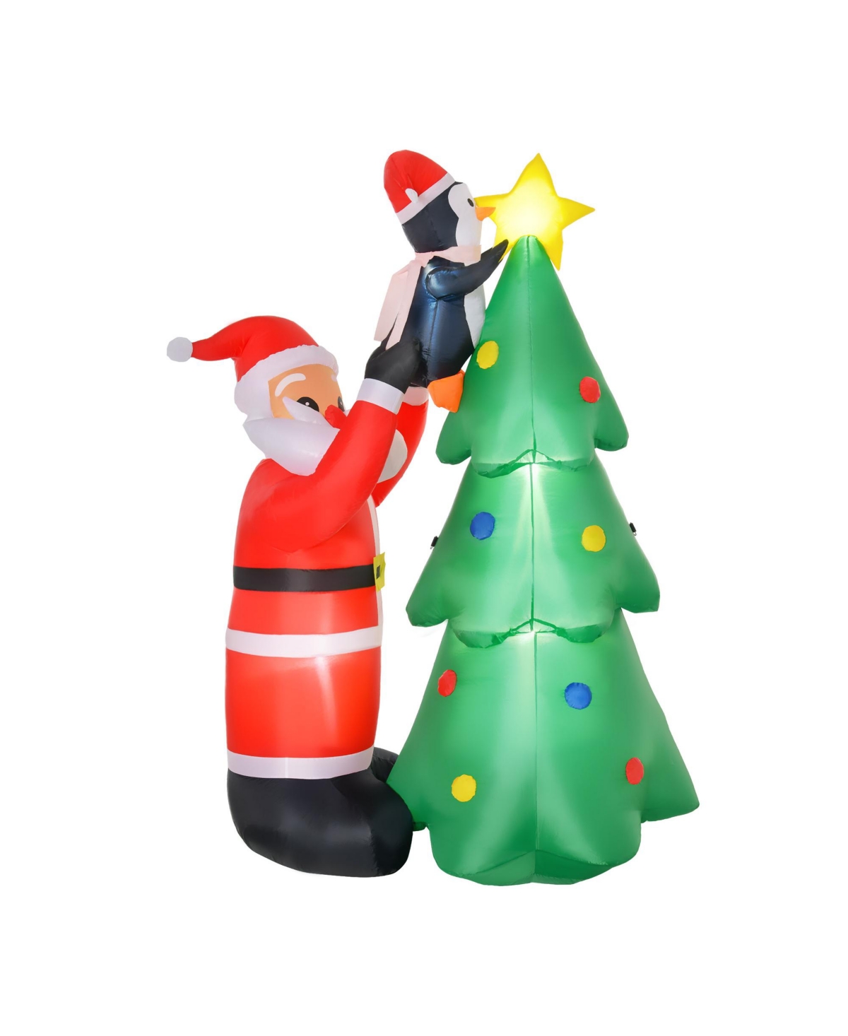 6' Christmas Inflatable Santa and Penguin Outdoor Yard Decoration - Green