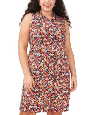 MSK Plus Size Printed Sleeveless Shirtdress