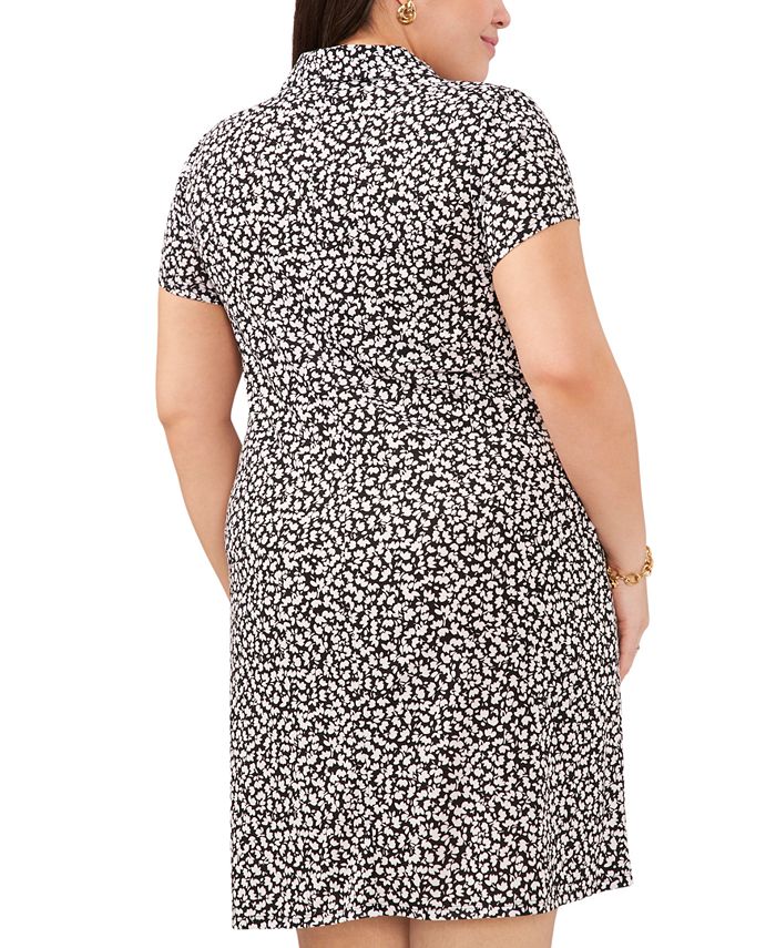 MSK Plus Size Floral-Print Short-Sleeve Shift Dress - Macy's