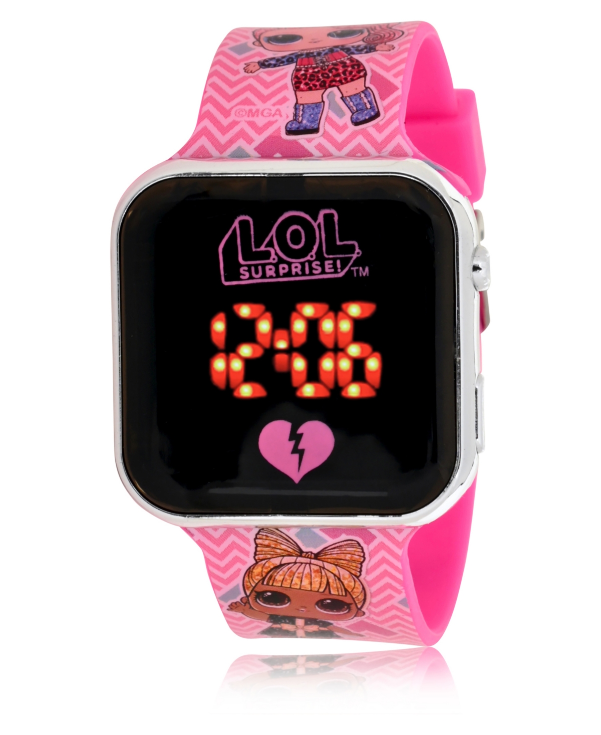 Mga Entertainment Children's Laugh Out Loud Light Emitting Diode Pink Silicone Strap Watch 32mm