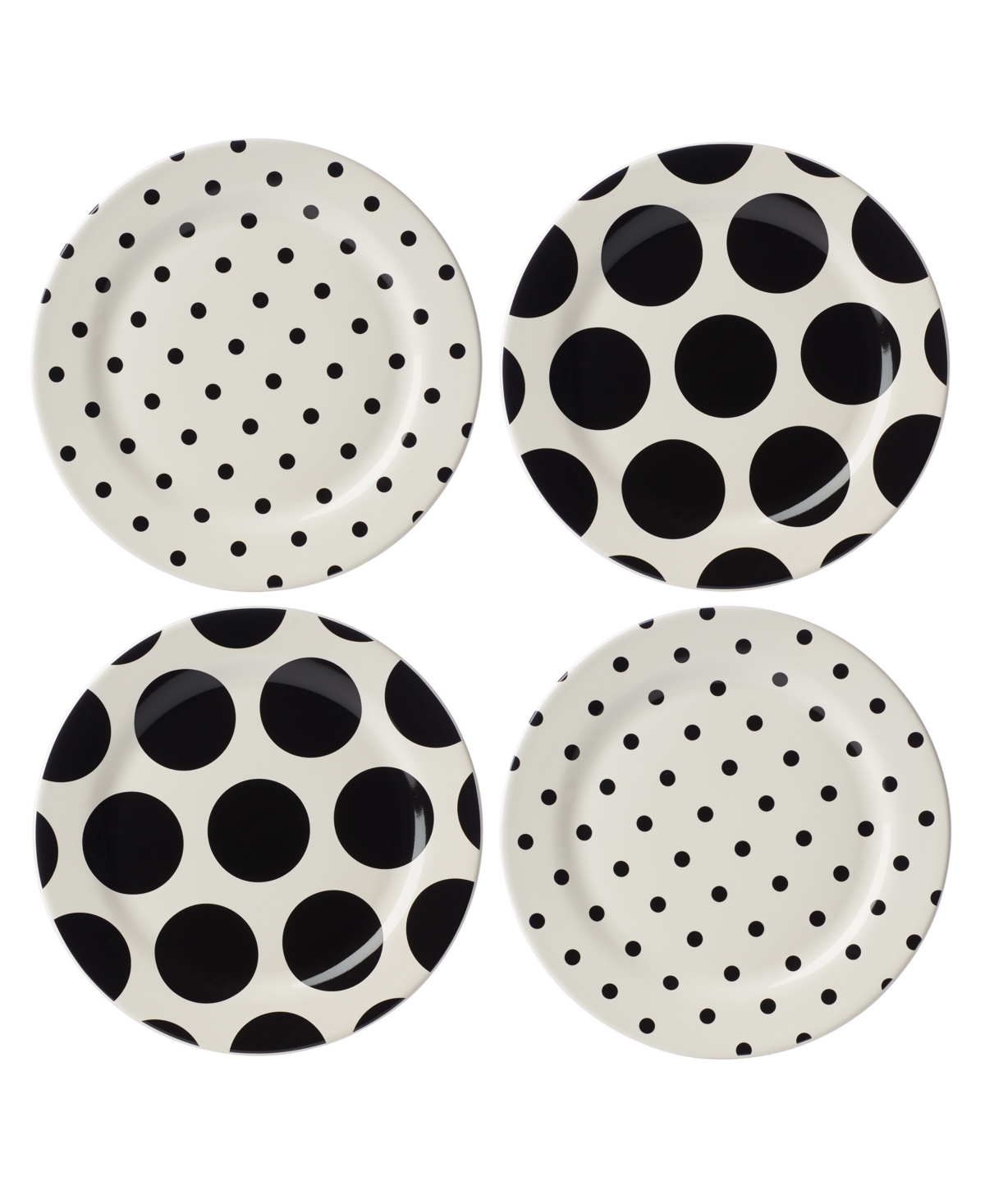 on the Dot Assorted Accent Plates 4 Piece Set, Service for 4 - White