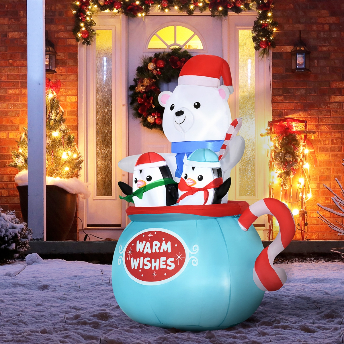 Outsunny 5' Inflatable Christmas Polar Bear Led Yard Holiday Decoration