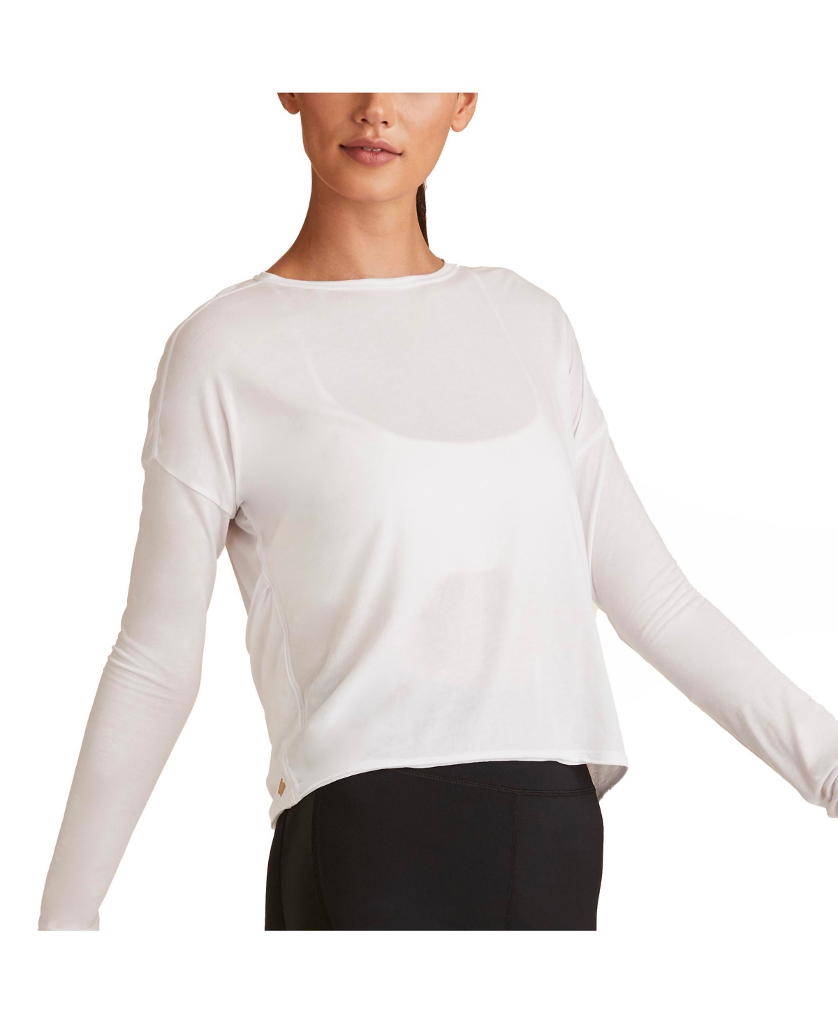 Women's Regular Size Open Back Long Sleeve T-Shirt - White