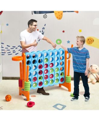 4-in-A Row Giant Game Set w/Basketball Hoop for Family